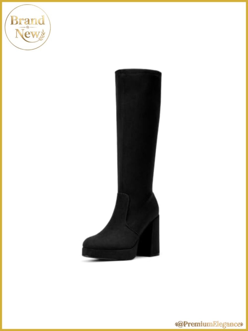 Women's Chunky Platform Knee High Boots Zip Up Heeled Gogo Boots